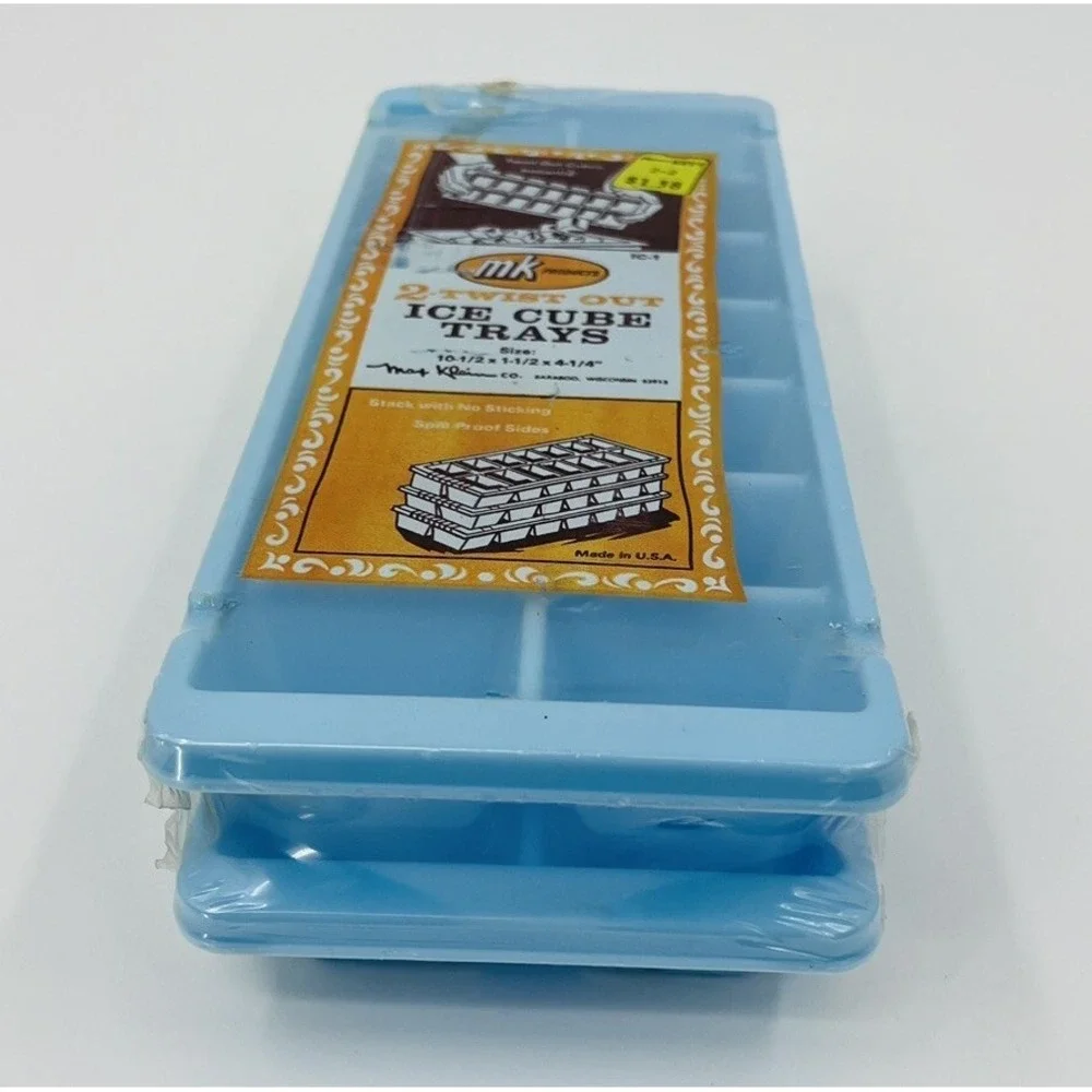 Vintage NOS Max Klein MK Products Ice Cube Trays Blue USA Made Twist Out